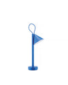 Blue portable table lamp by Alessi with a conical shade and a top loop handle.