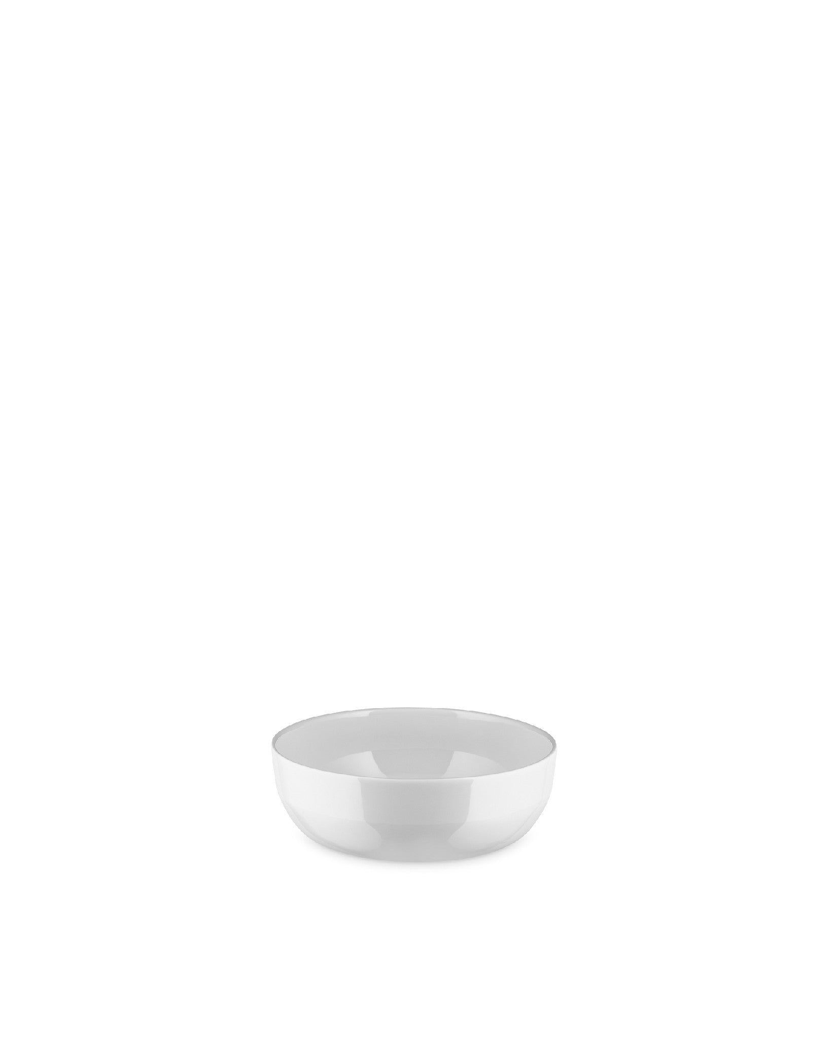 White small bowl by Alessi with a glossy finish, presented from a front-on view.