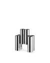 Canale chrome-plated cylindrical cutlery holders by Alessi, clustered with varying heights and highly reflective surfaces.