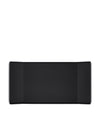 Black rectangular tray by Alessi with a matte finish and slightly raised edges.
