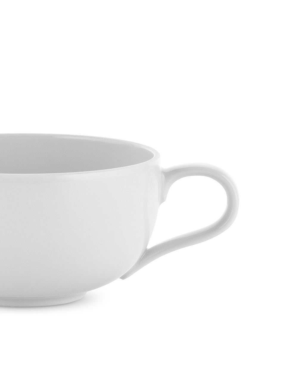 White cup La Bella Tavola by Alessi, cropped side view.