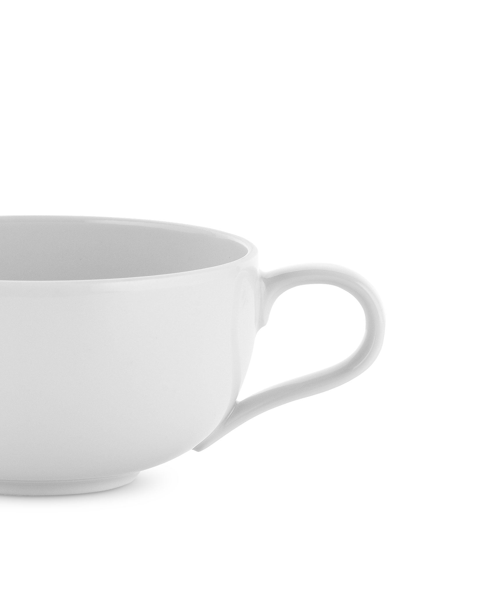 White cup La Bella Tavola by Alessi, cropped side view.