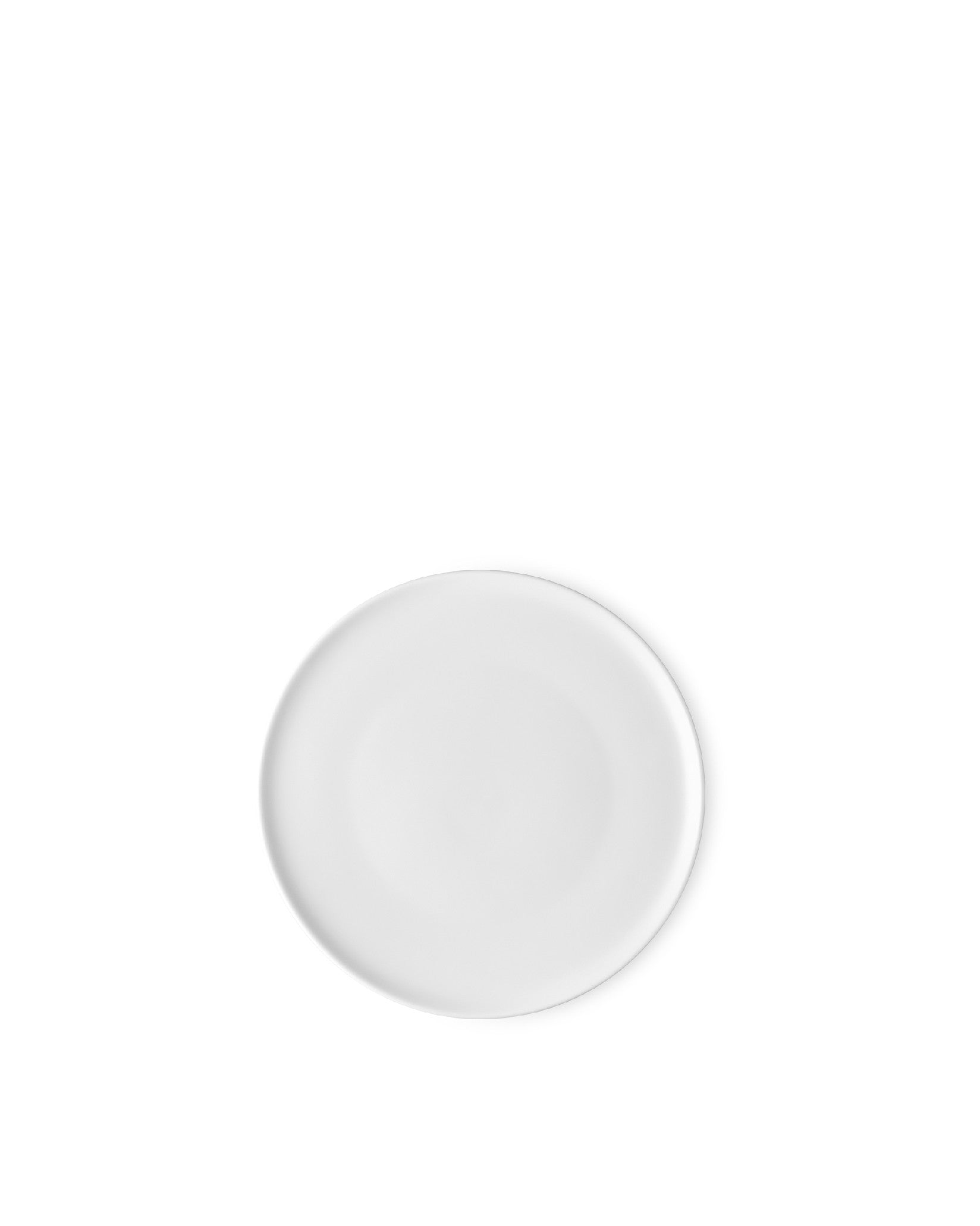 White round side plate by Alessi, featuring a smooth surface and subtle rim.
