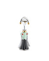 Metallic and mint green Anna G. corkscrew by Alessi, styled as a whimsical figure with gold accents and a fluted black base.