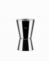 Polished silver double-ended jigger by Alessi, engraved with 'Nat'.