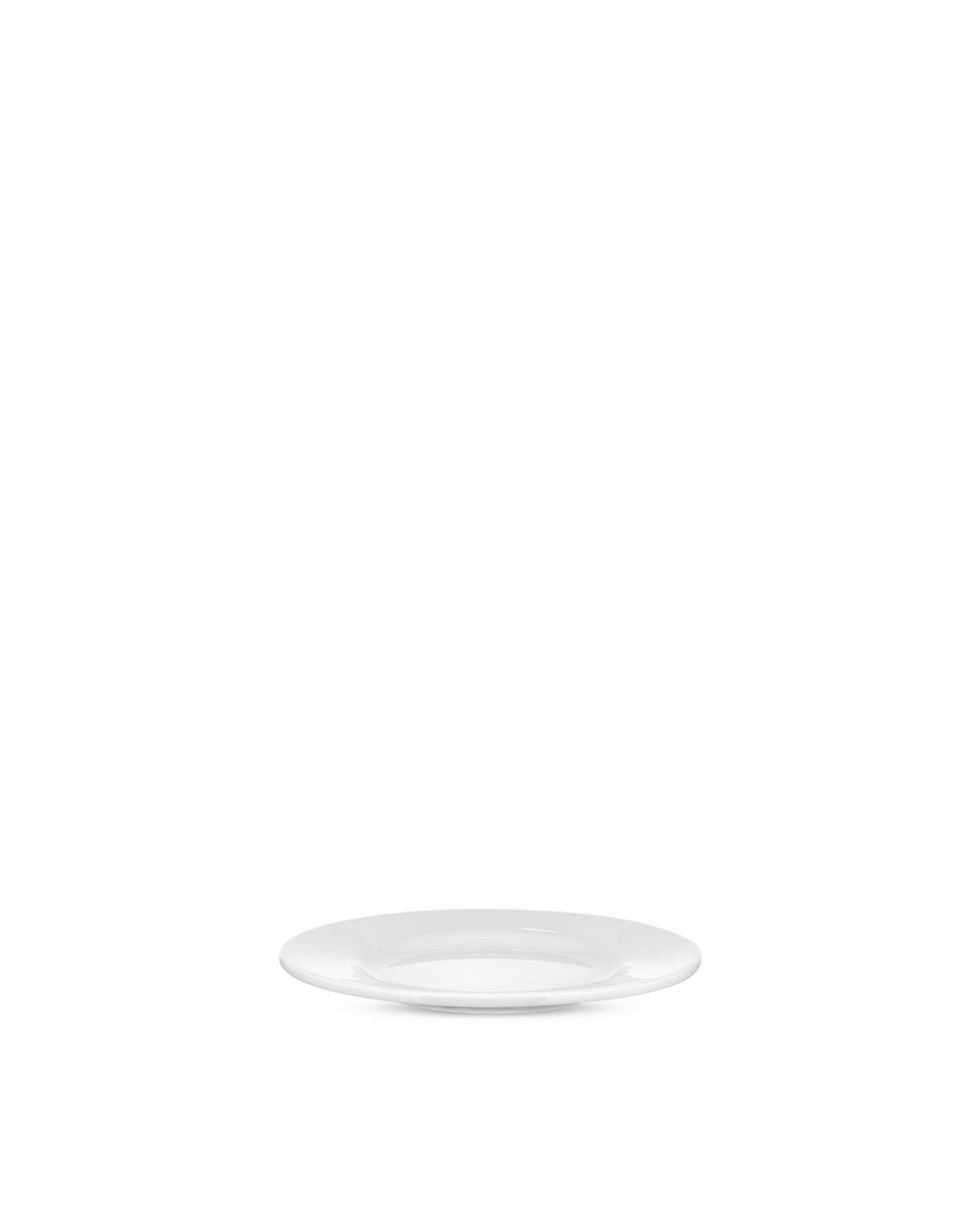 White side plate by Alessi, a simple round dish presented from the side.