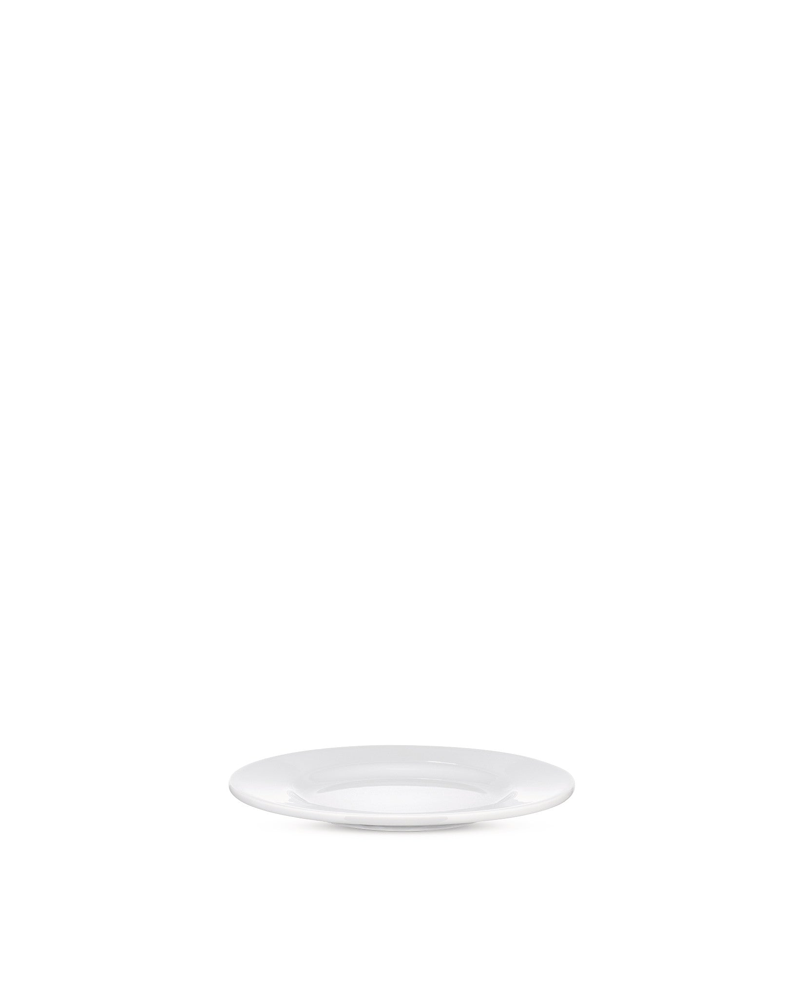 White side plate by Alessi, a simple round dish presented from the side.