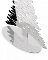 Silver metallic Christmas tree ornament by Alessi, featuring an abstract bark design and "Leonardo" engraved on the base.