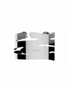 Polished silver metal napkin holder by Alessi, featuring organic bark-like cutouts and 'Anna' engraved.