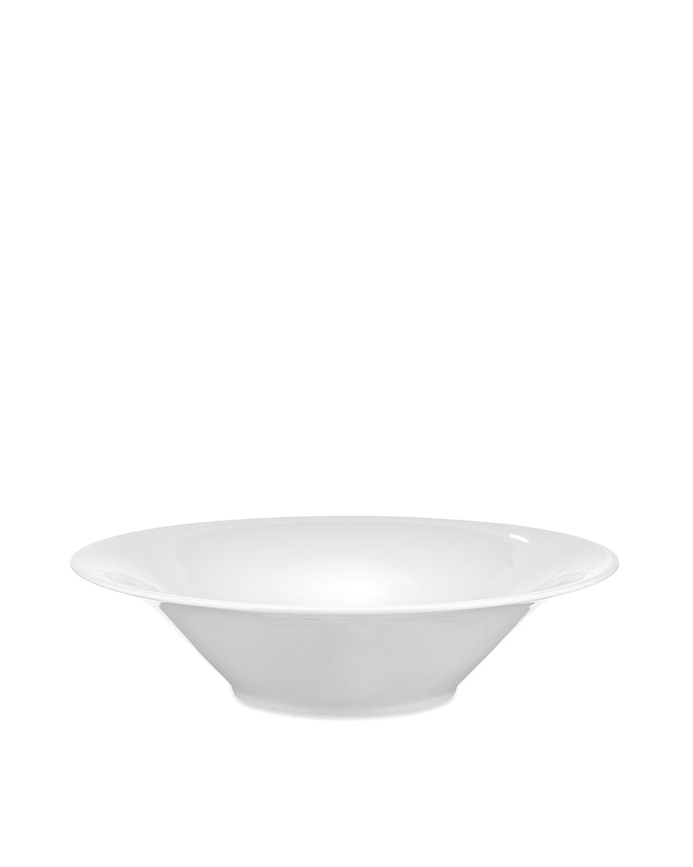 White salad serving bowl by Alessi with a wide, gently flared rim, shown from a side view.