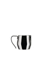 Polished stainless steel creamer by Alessi, with a sleek curved body and thin handle.