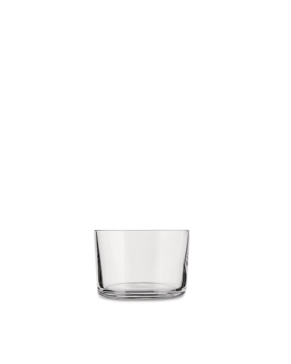 Clear glass by Alessi, a simple tumbler with a thick base.