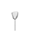 Modern chrome serving scoop by Alessi, standing upright with a polished, reflective surface.