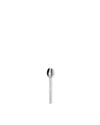 Sleek silver metallic spoon by Alessi, shown from above on a white background.