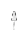 Shiny silver cake server by Alessi, featuring a tapered triangular blade and a slender teardrop handle.