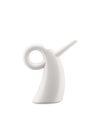 White watering can by Alessi with a unique looped handle and slender spout, in a modern sculptural design.