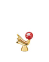 Gold decorative ornament by Alessi, featuring a glossy red ball with white stars.