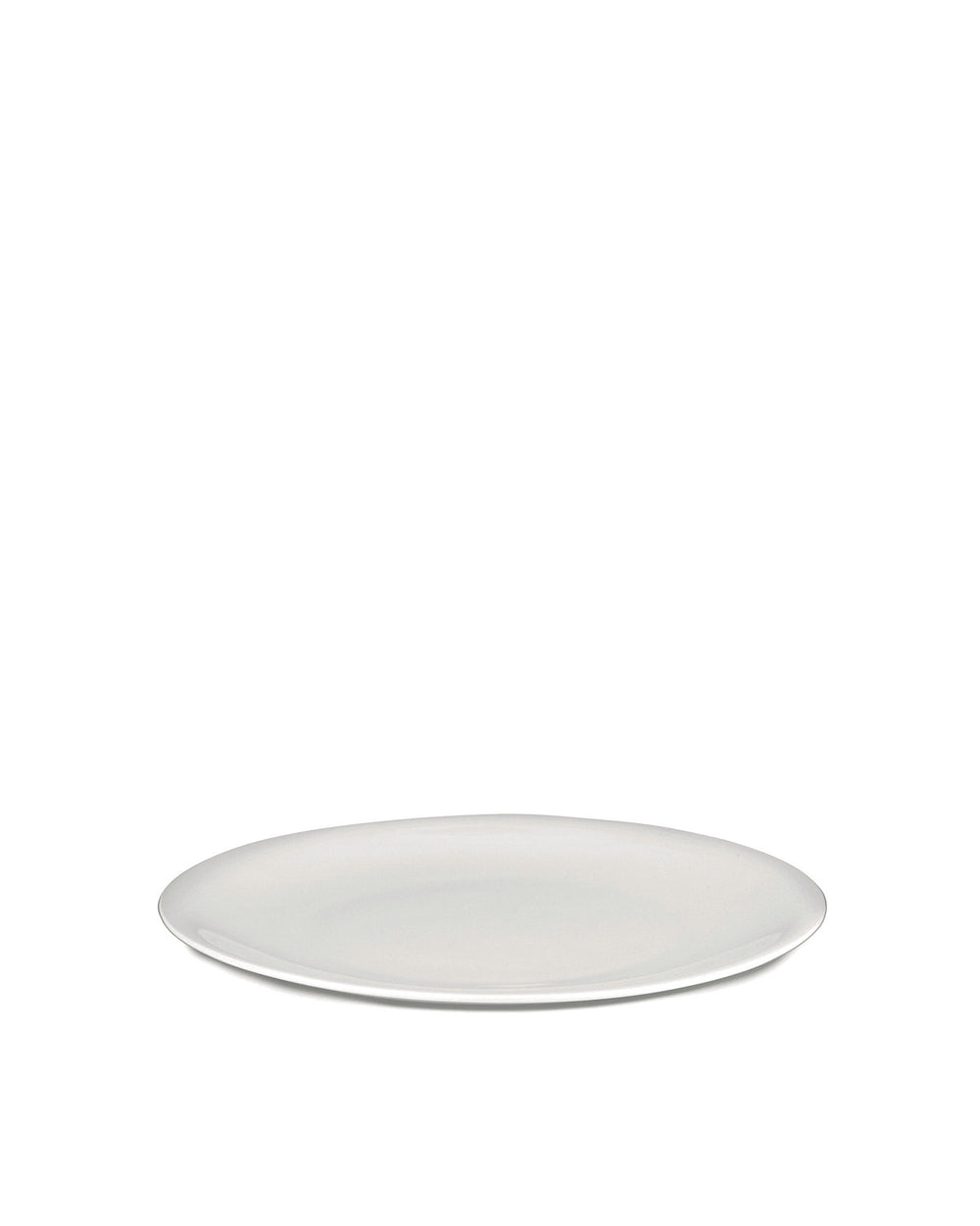 White round plate by Alessi, shown from a slight angle.