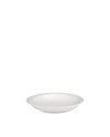 White porcelain pasta bowl by Alessi, with a wide, slightly curved rim, angled to the front.
