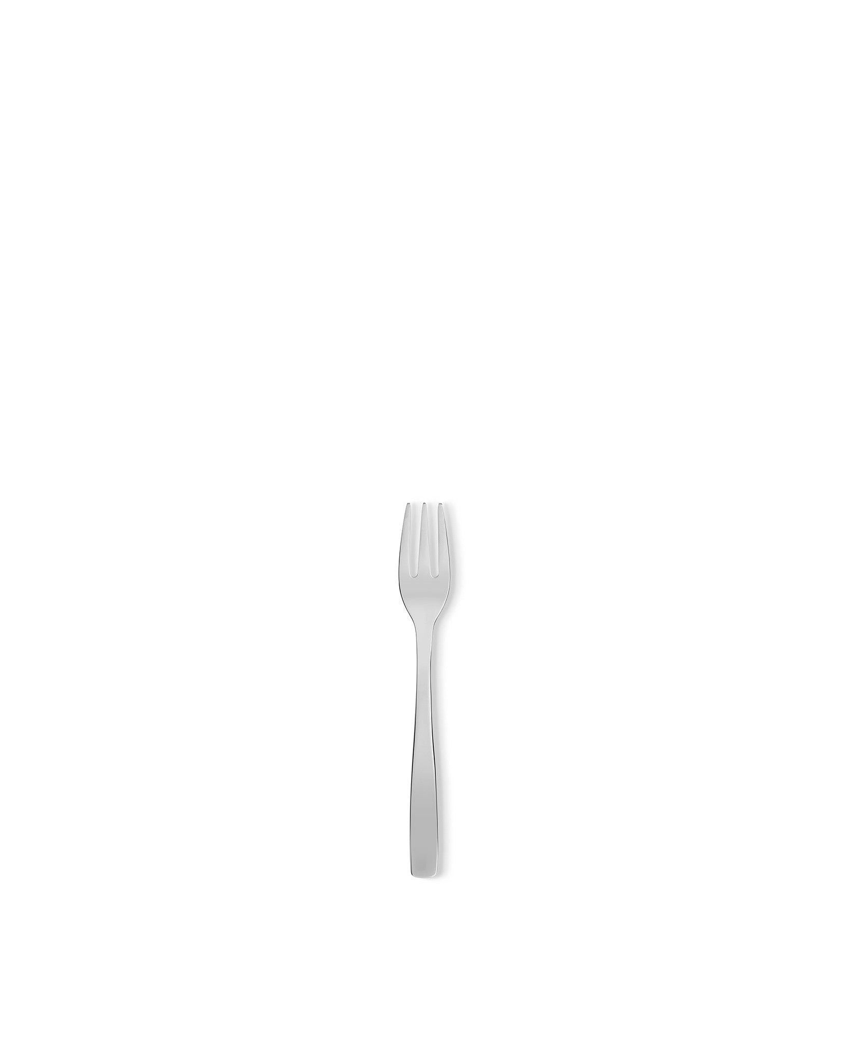 Stainless steel fork by Alessi, with a polished finish and three tines.