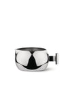Polished stainless steel creamer by Alessi, featuring a modern curved body, pouring spout, and minimalist bar handle.