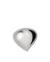 Silver-toned heart-shaped decorative object by Alessi, featuring a highly reflective surface.