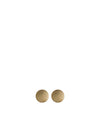 Gold round textured earrings by Alessi, with a dimpled, honeycomb-like pattern, on a white background.