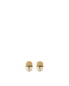 Pair of golden decorative studs by Alessi, with textured domed tops and a double U-shaped base.
