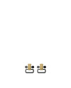 Pair of gold and black stud earrings by Alessi, featuring textured rectangular tops and smooth curved bottoms.