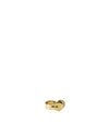 Gold-colored ring by Alessi featuring a unique side buckle design with a textured, ridged disk and an open slot.