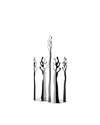 Silver-toned sculptural centerpiece by Alessi, featuring five abstract, coral-like forms with a highly reflective finish.