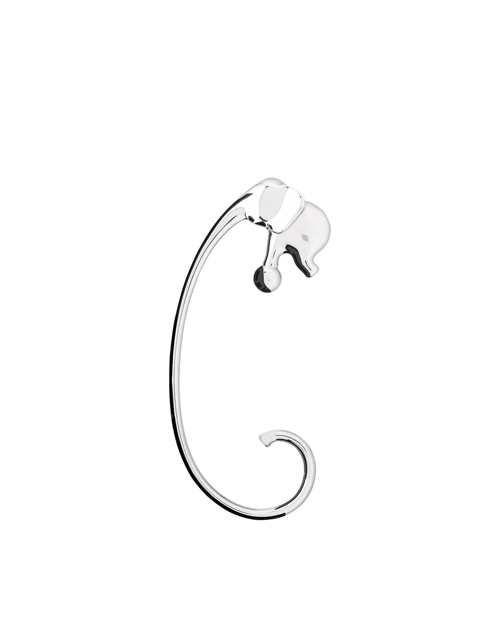 Silver-tone elephant ear cuff by Alessi, featuring a polished, reflective finish on a white background.