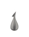 Sculptural matte gray metal bottle opener by Alessi, featuring a teardrop base and a sharp, curved hook.