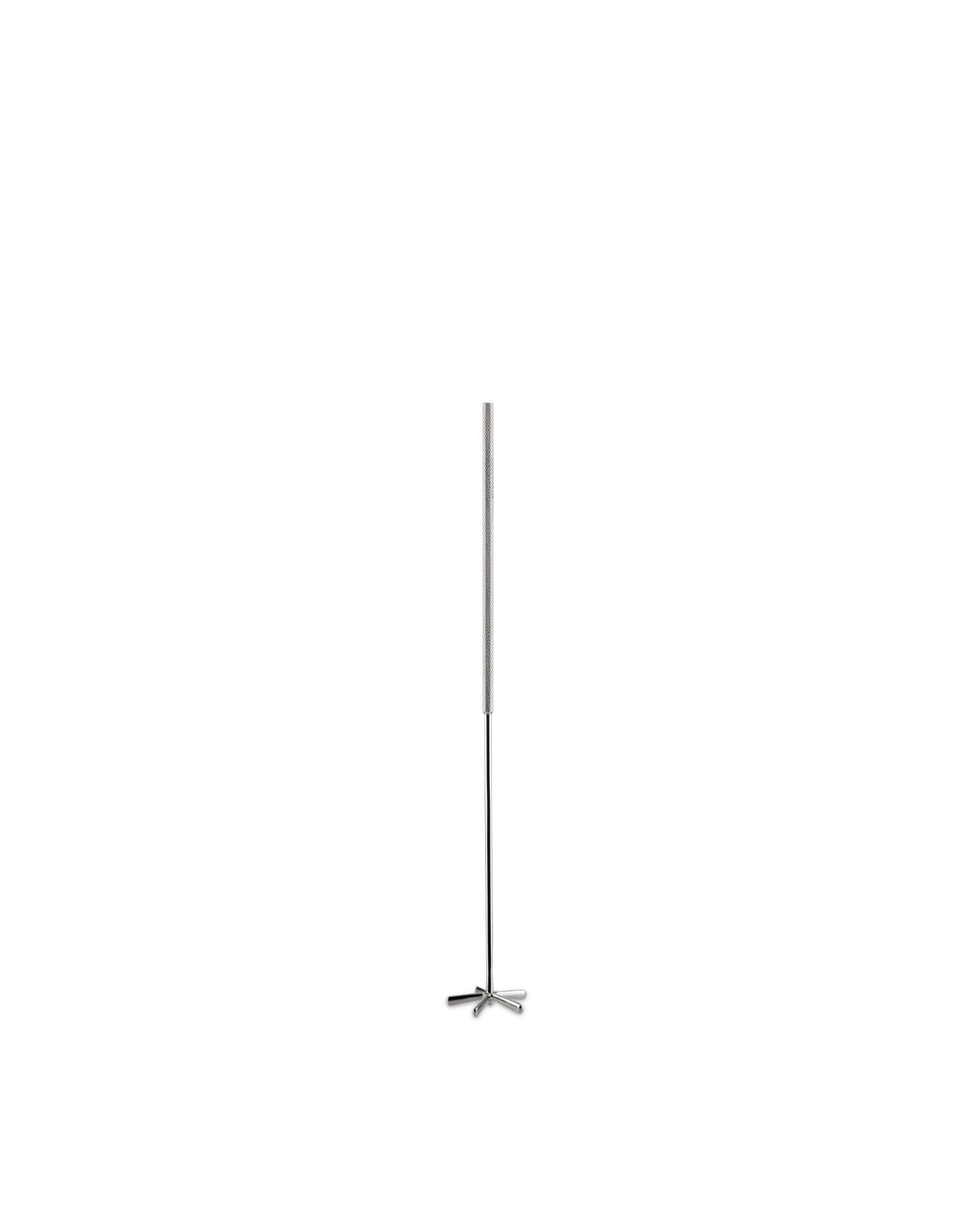 Metallic tending box by Alessi with a textured grip and propeller-like agitator.