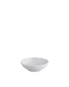 White bowl by Alessi with a distinctive scalloped rim, viewed from a slight angle.