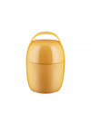 Yellow portable food container with handle by Alessi, featuring a smooth, glossy finish and subtle brand embossing.