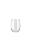 Clear Mami XL drinking glass by Alessi, with a rounded, stemless design.