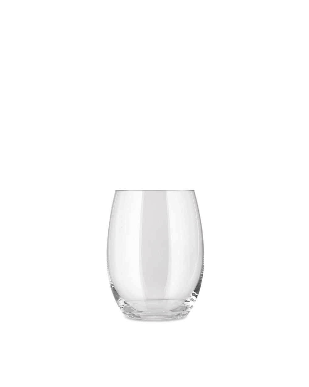 Clear Mami XL drinking glass by Alessi, with a rounded, stemless design.
