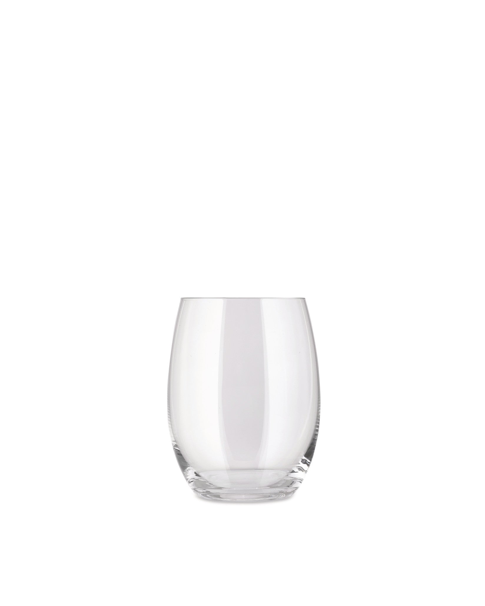 Clear Mami XL drinking glass by Alessi, with a rounded, stemless design.