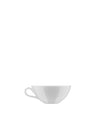 White ceramic cup by Alessi, featuring a wide, shallow design with a small handle, presented in a side view.