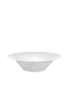 White shallow bowl by Alessi with a wide rim, presented in a side view.