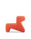 Orange-red animal-shaped stool by Alessi, with a smooth finish and minimalist design, casting a shadow.