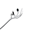 Silver metal serving cutlery by Alessi, featuring an organic, wavy design, angled on a white background.