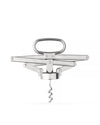 Silver metal lever-style corkscrew by Alessi, isolated on a white background.
