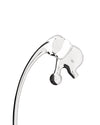 Chrome elephant-shaped object by Alessi on a curved stand, with reflective surfaces and a visible black accent.