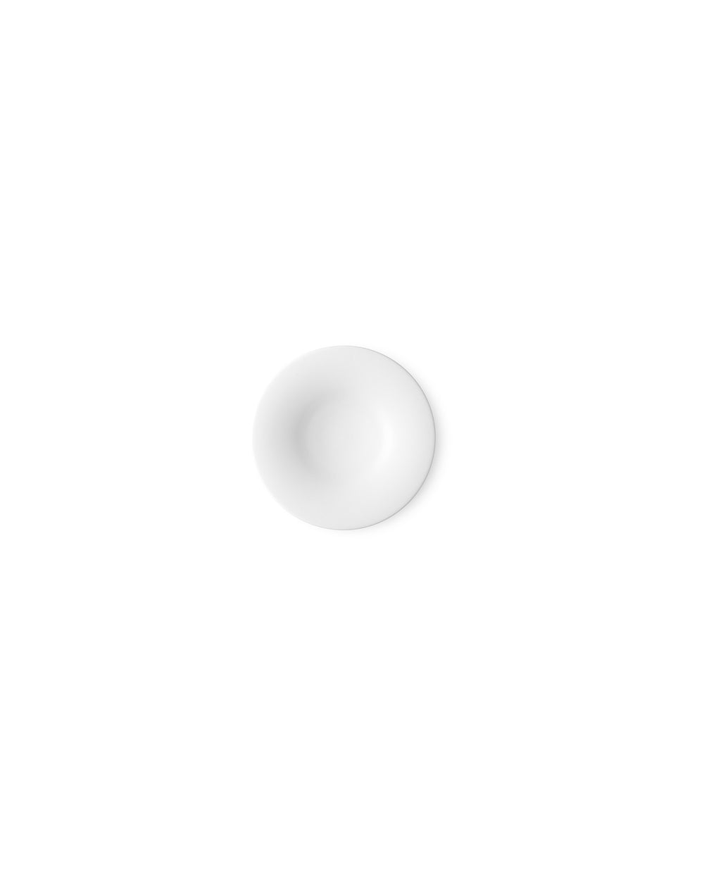 White round plate by Alessi, viewed from above, with a smooth, slightly concave center.