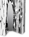Silver metal decorative roll holder by Alessi, featuring irregular bark-like cutouts and a reflective finish.