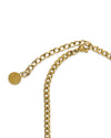 Gold-toned metal chain accessory by Alessi, featuring distinct curb and oval link styles, a lobster clasp, and an engraved tag.