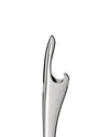 Sleek silver Virgula Divina bottle opener by Alessi, with a polished, abstract curved design.