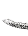 A metallic silver-toned centrepiece by Alessi, featuring an organic openwork pattern, shown cropped.